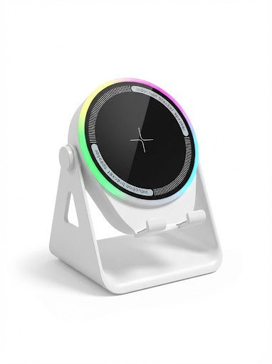 Support Téléphone Chargeur Sans Fil avec Enceinte InductionLED - 3 en 1